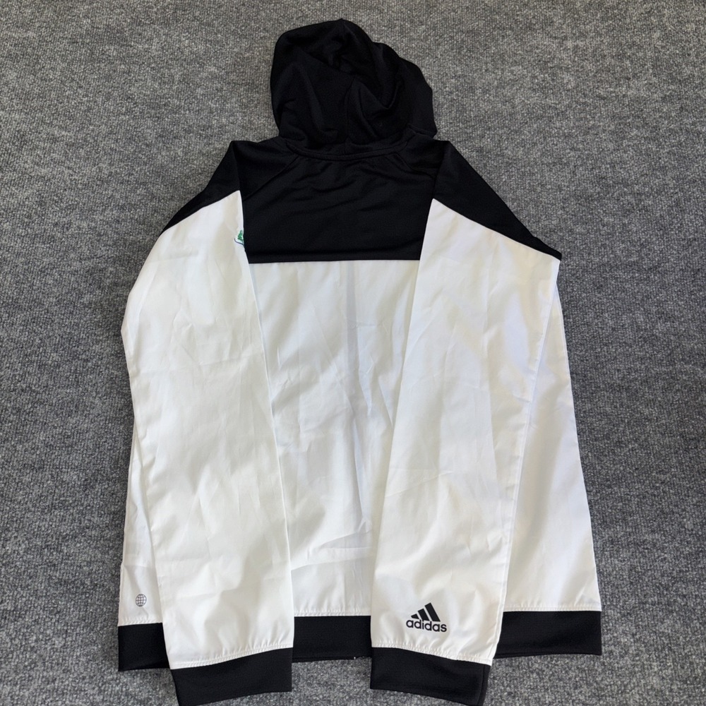 Adidas Golf G Anorak Girls XL Full Zip Hooded Jacket Black White HA8016 NWT - Picture 4 of 5